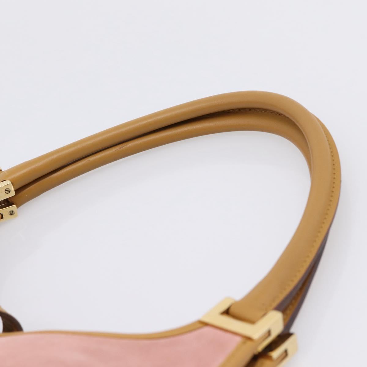 GUCCI Jackie Hand Bag Suede Pink Gold Tone 002 1068 Auth BA16144