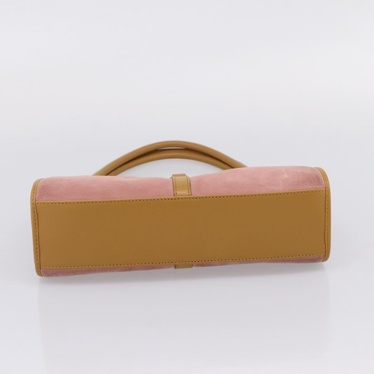 GUCCI Jackie Hand Bag Suede Pink Gold Tone 002 1068 Auth BA16144