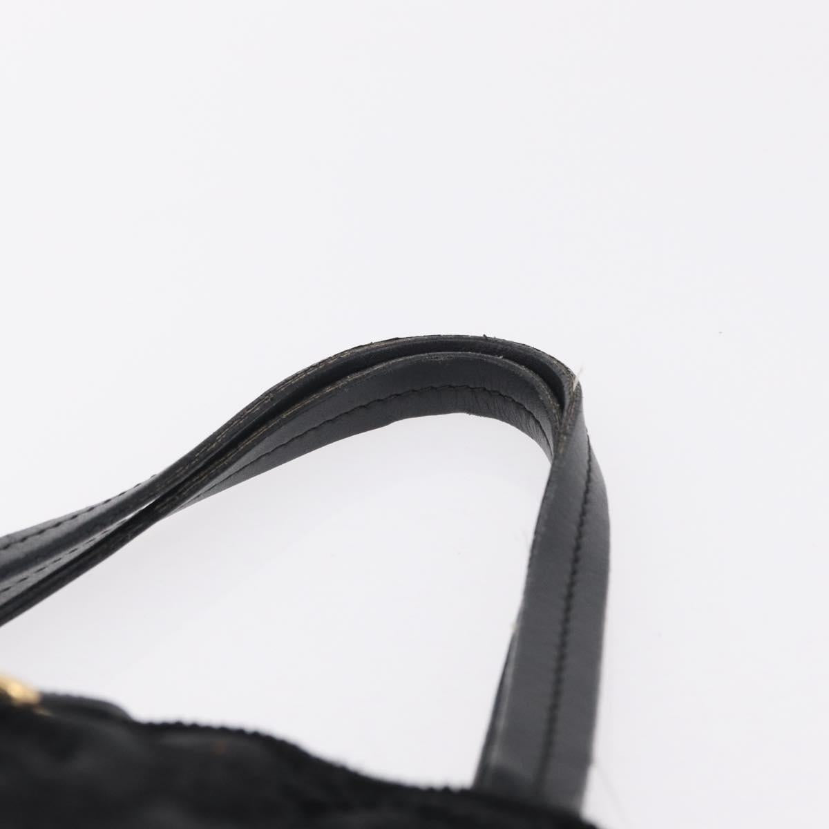Salvatore Ferragamo Gancini Hand Bag Nylon Black Gold Tone Auth BA16145