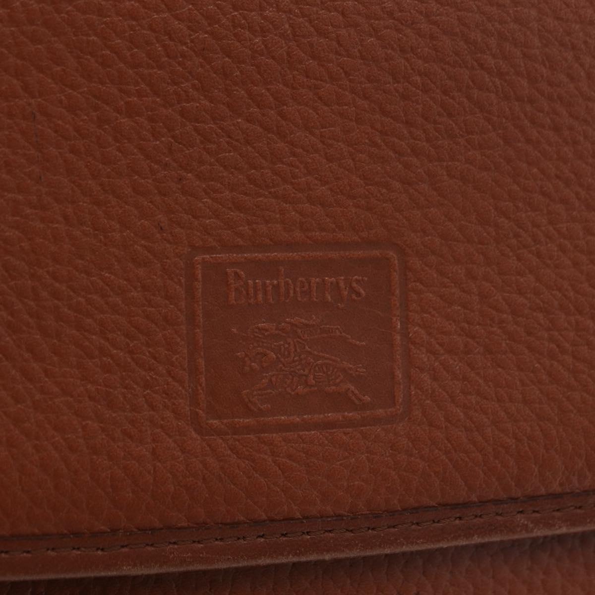 Burberrys Shoulder Bag Leather Brown Gold Tone Auth BA16146