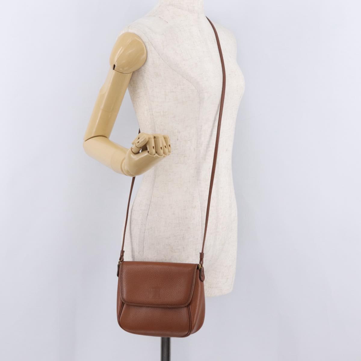 Burberrys Shoulder Bag Leather Brown Gold Tone Auth BA16146