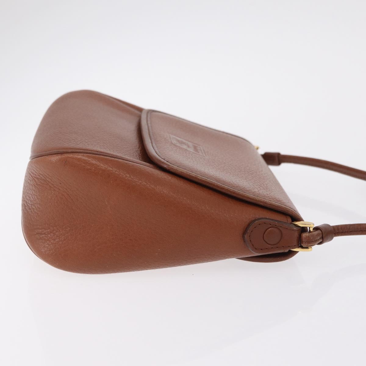Burberrys Shoulder Bag Leather Brown Gold Tone Auth BA16146