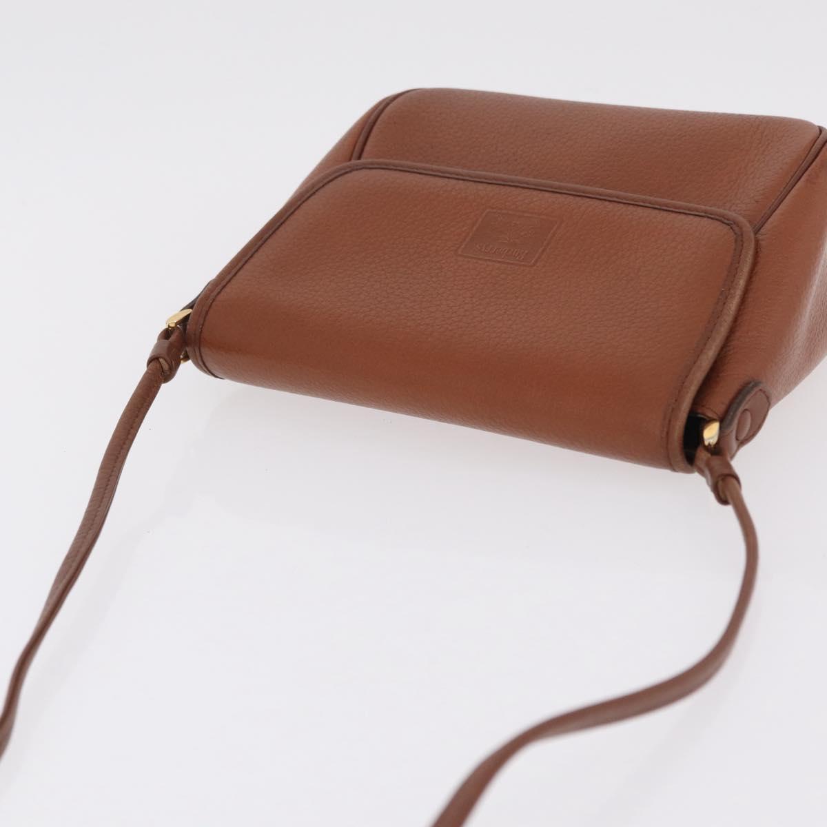 Burberrys Shoulder Bag Leather Brown Gold Tone Auth BA16146