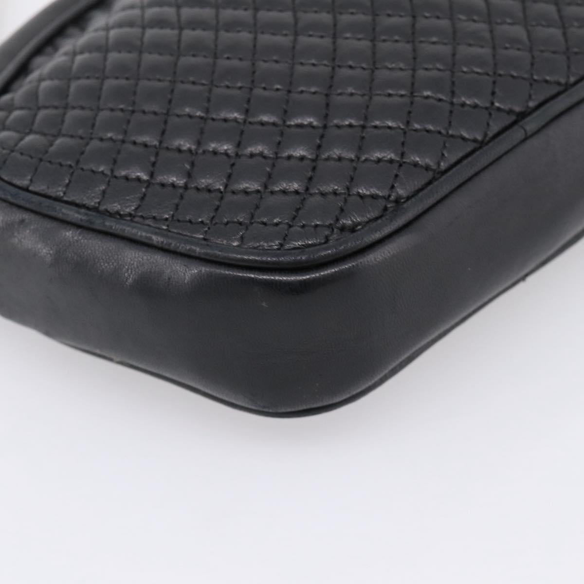 Bally Chain Shoulder Bag Leather Black Gold Tone Auth BA16147