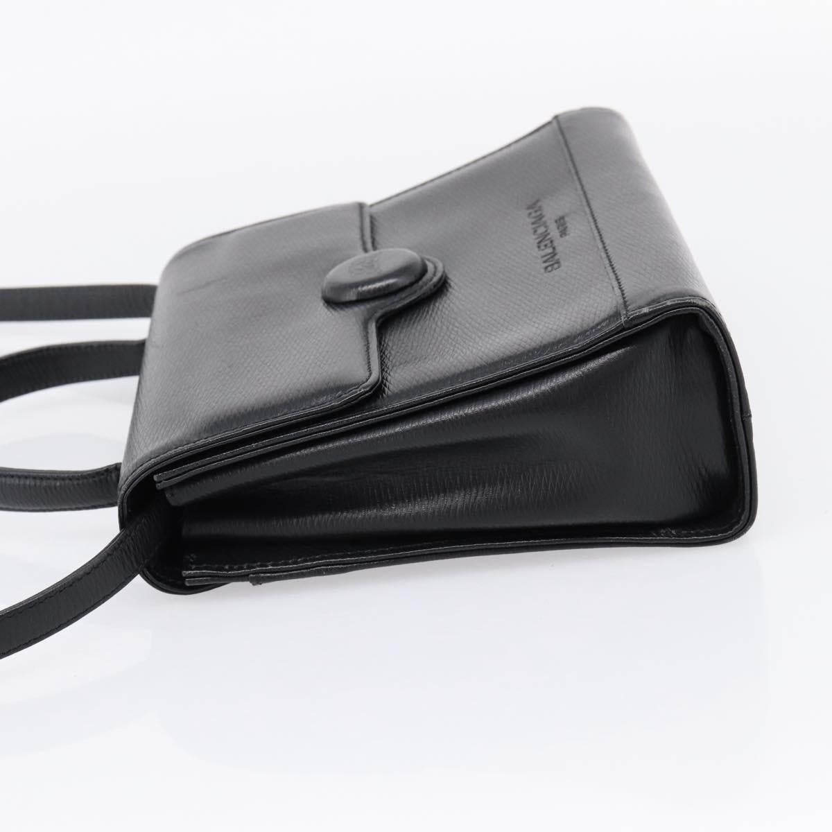Balenciaga Hand Bag Leather 2way Black Gold Tone Auth BA16148