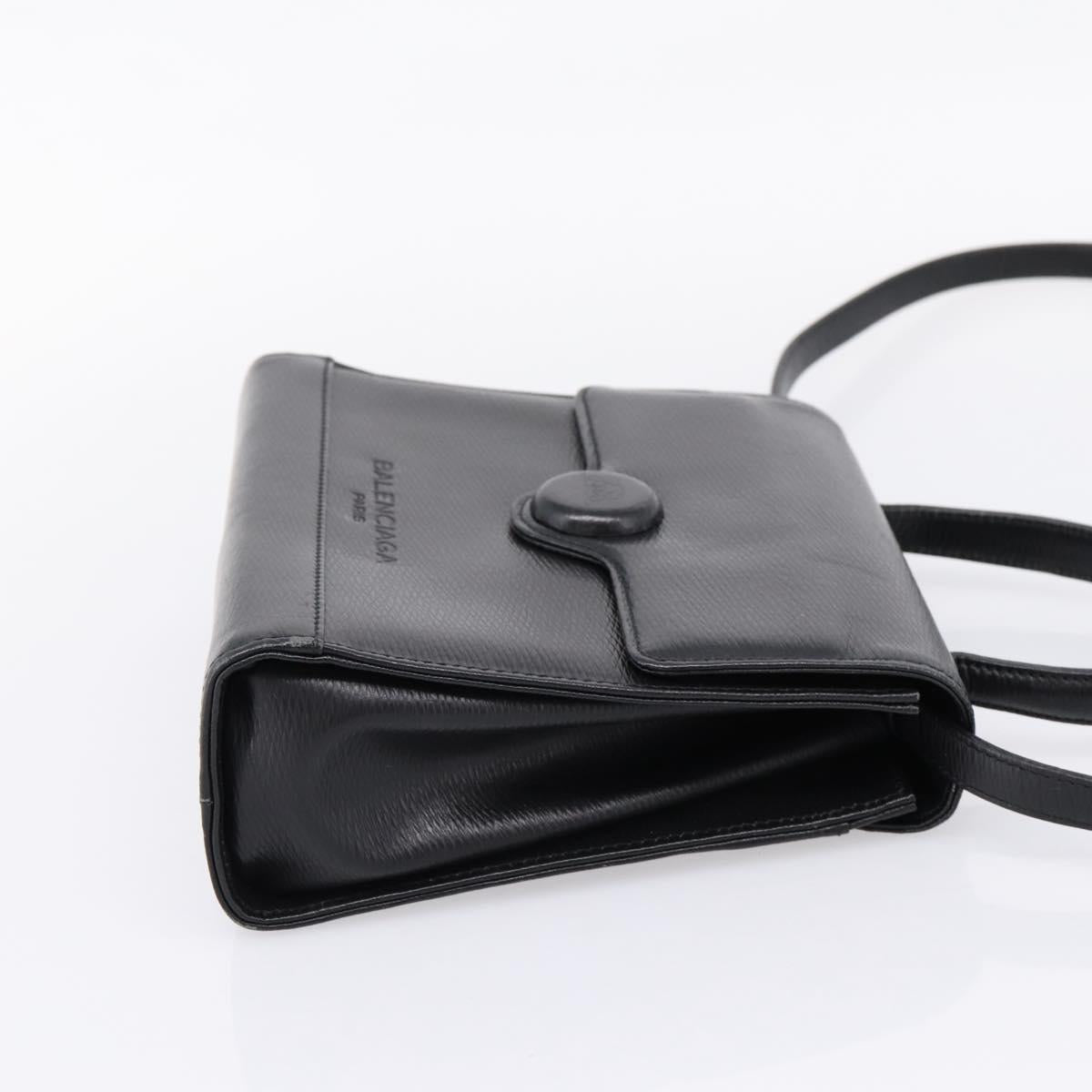 Balenciaga Hand Bag Leather 2way Black Gold Tone Auth BA16148