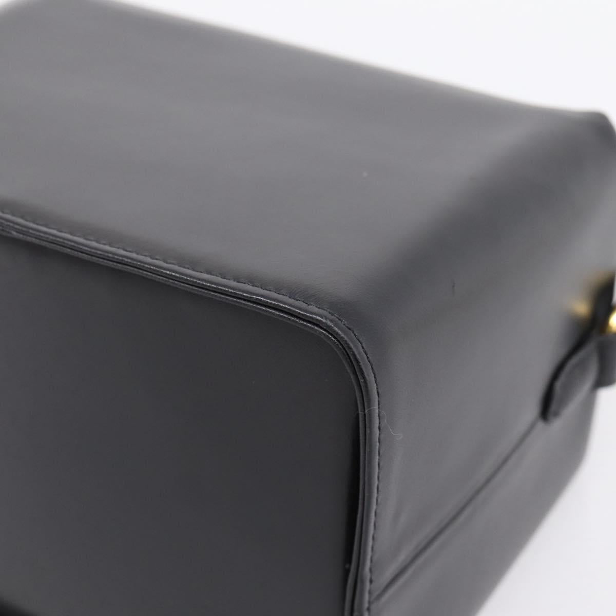 GIVENCHY Hand Bag Leather Black Gold Tone Auth BA16155