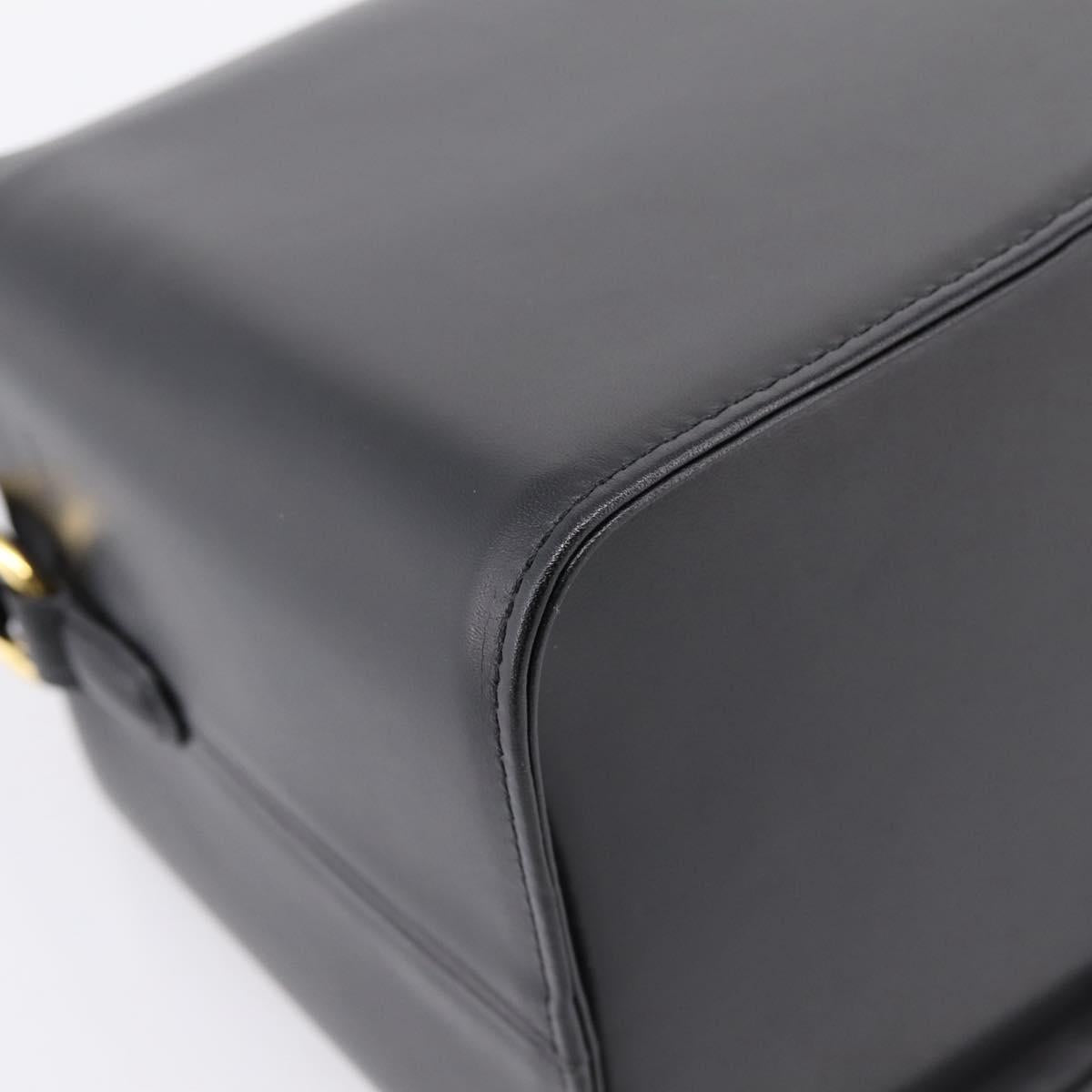 GIVENCHY Hand Bag Leather Black Gold Tone Auth BA16155
