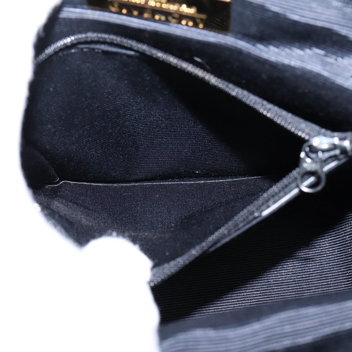 GIVENCHY Hand Bag Leather Black Gold Tone Auth BA16155