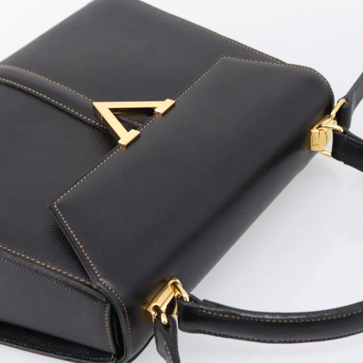 Valentino Hand Bag Leather 2way Black Gold Tone Auth BA16158A