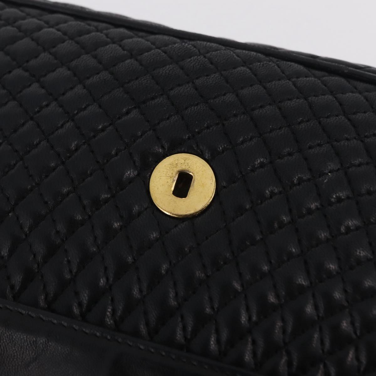 Bally Chain Shoulder Bag Leather Black Gold Tone Auth BA16159A