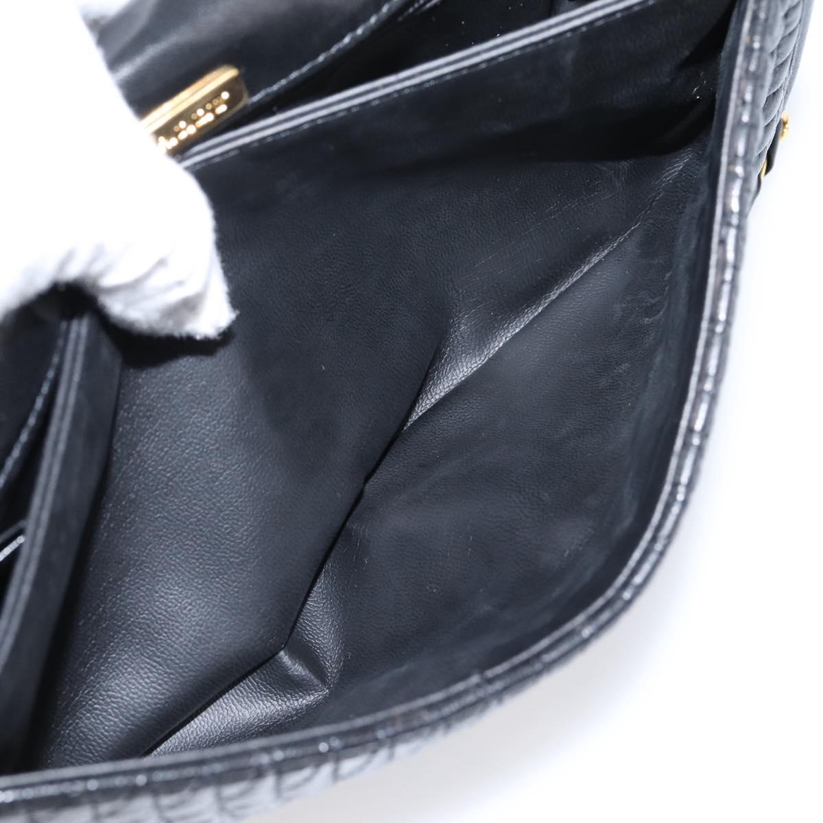 Bally Chain Shoulder Bag Leather Black Gold Tone Auth BA16160A
