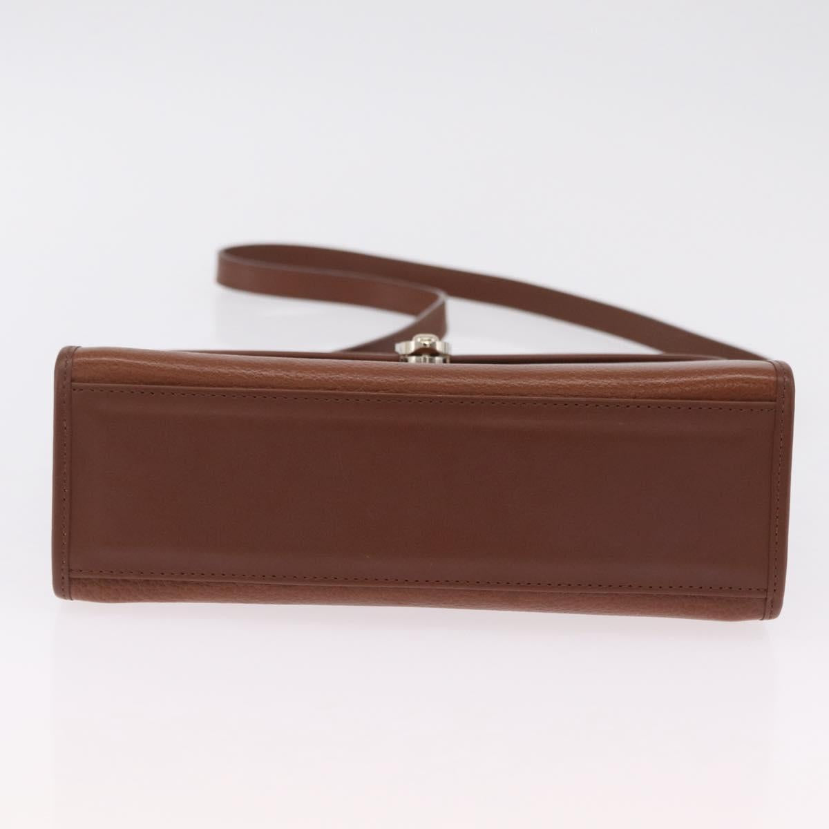 Burberrys Hand Bag Leather 2way Brown Silver Auth BA16165