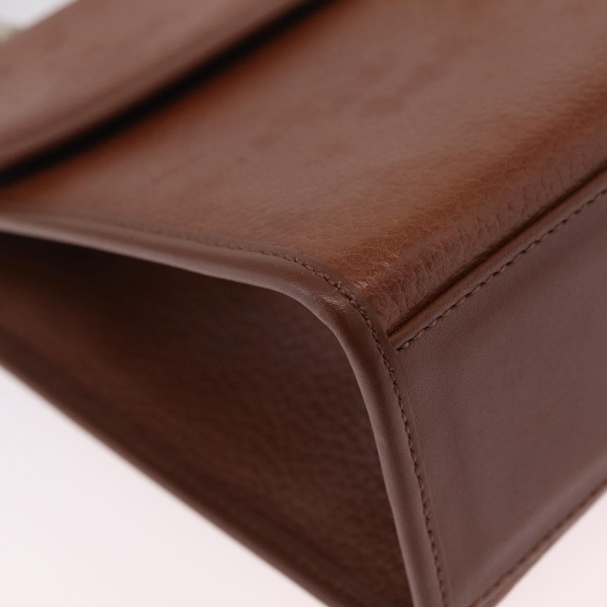 Burberrys Hand Bag Leather 2way Brown Silver Auth BA16165