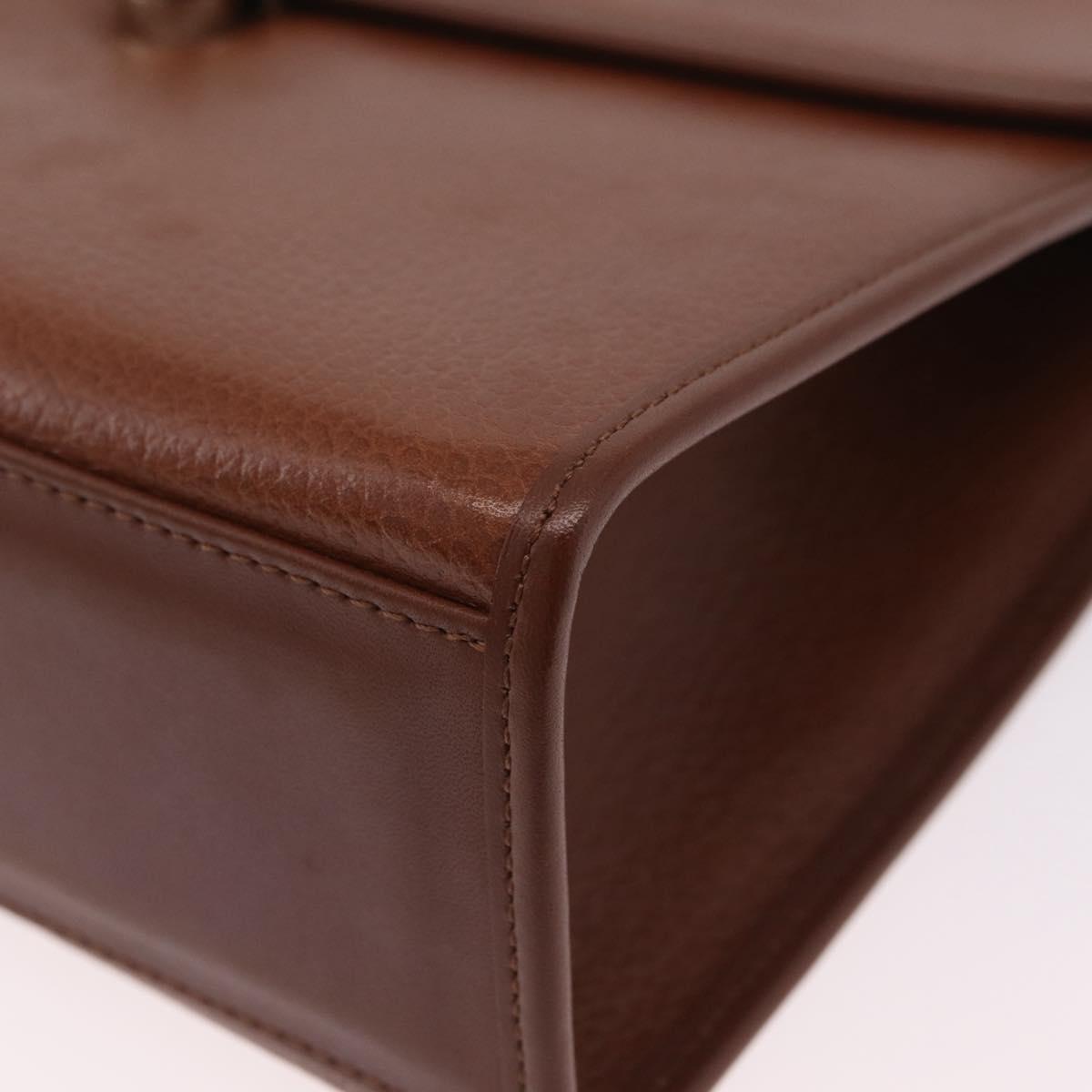 Burberrys Hand Bag Leather 2way Brown Silver Auth BA16165