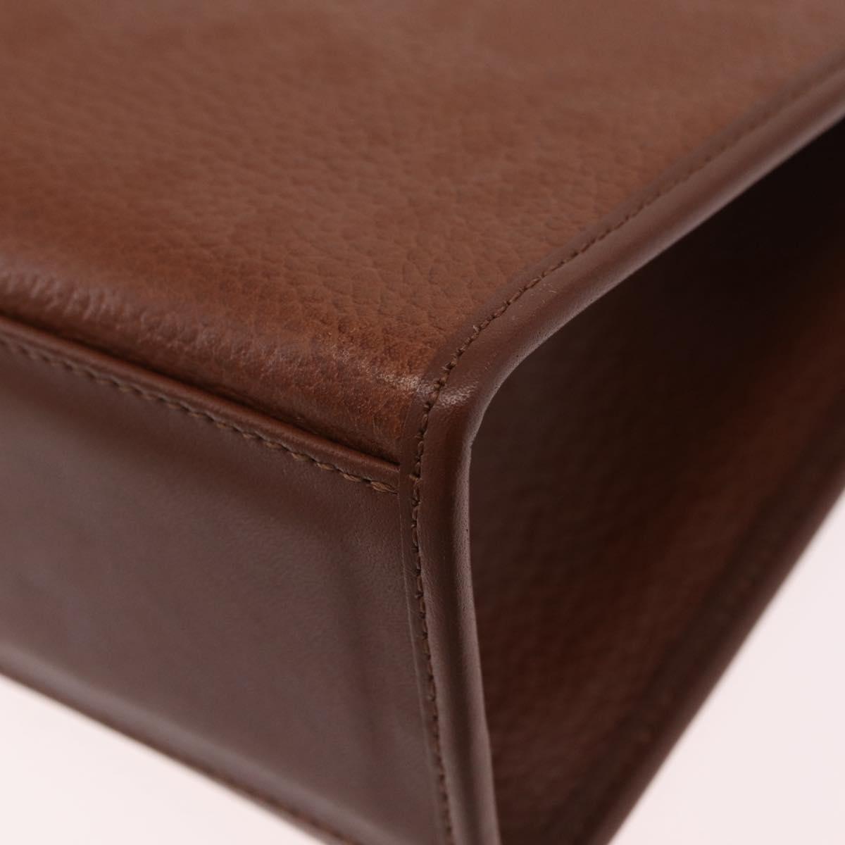 Burberrys Hand Bag Leather 2way Brown Silver Auth BA16165