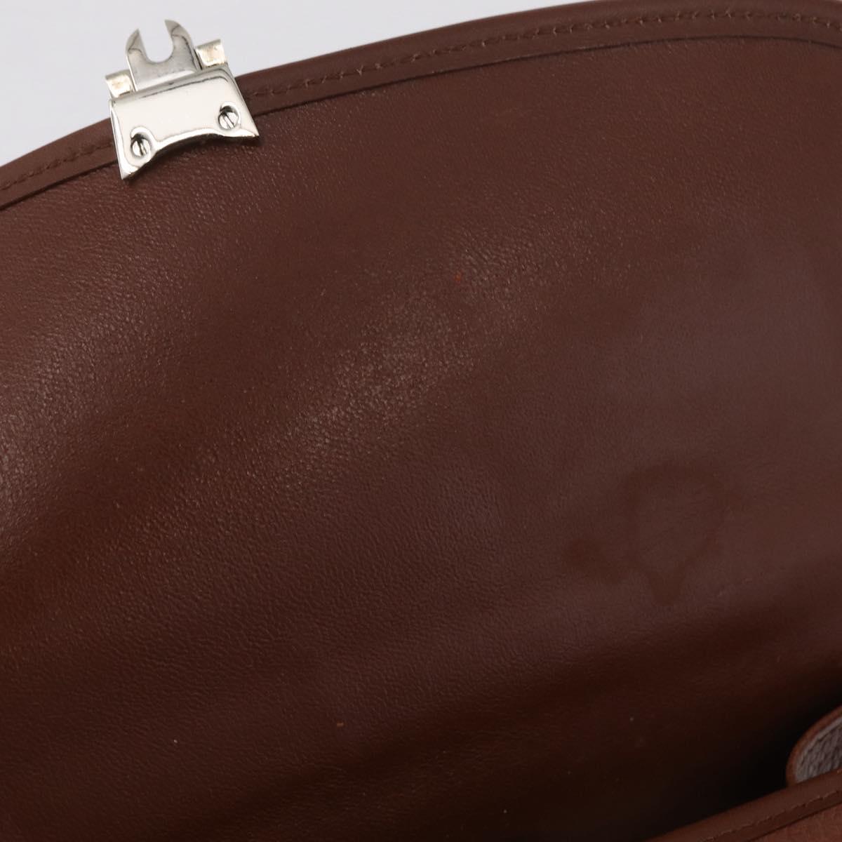 Burberrys Hand Bag Leather 2way Brown Silver Auth BA16165