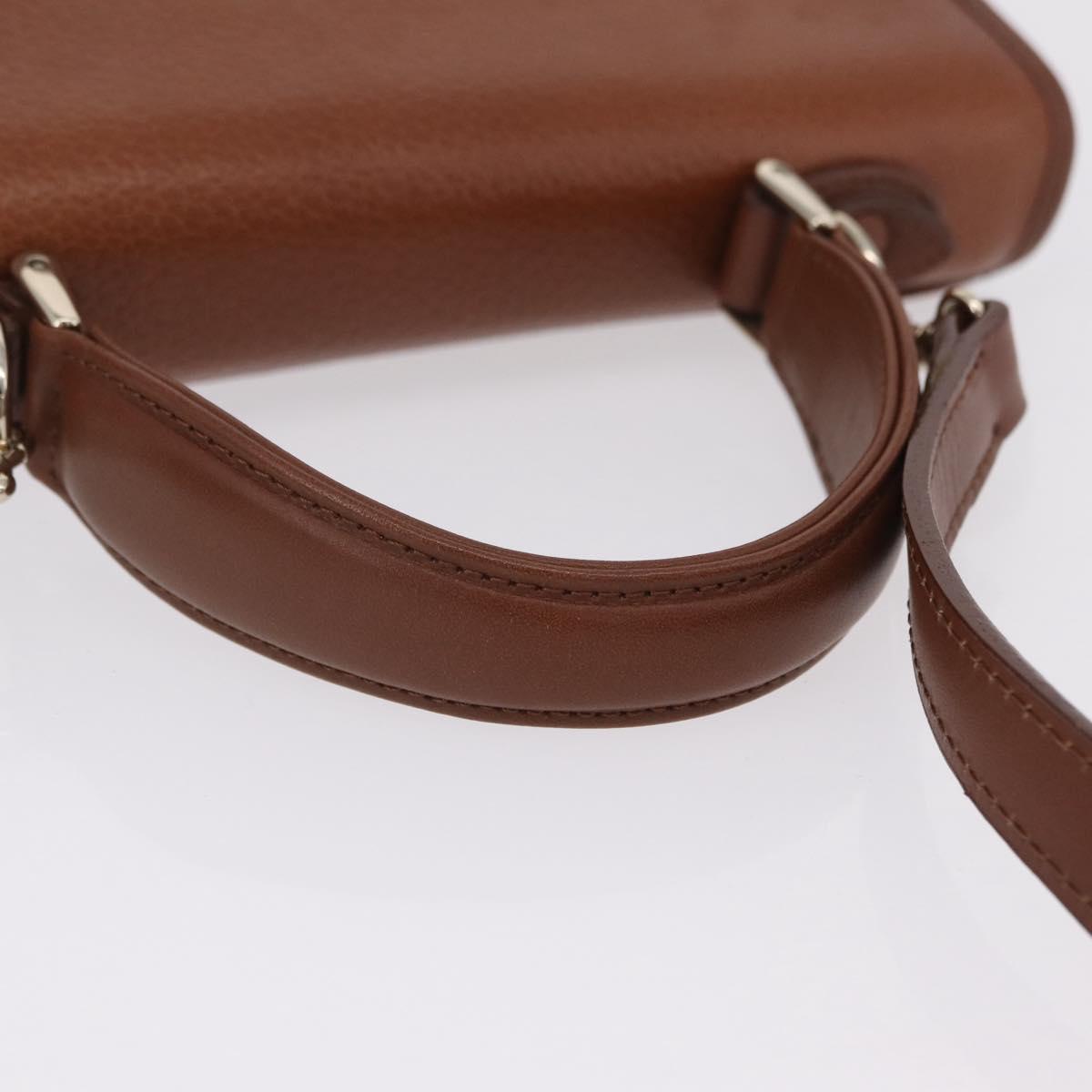 Burberrys Hand Bag Leather 2way Brown Silver Auth BA16165