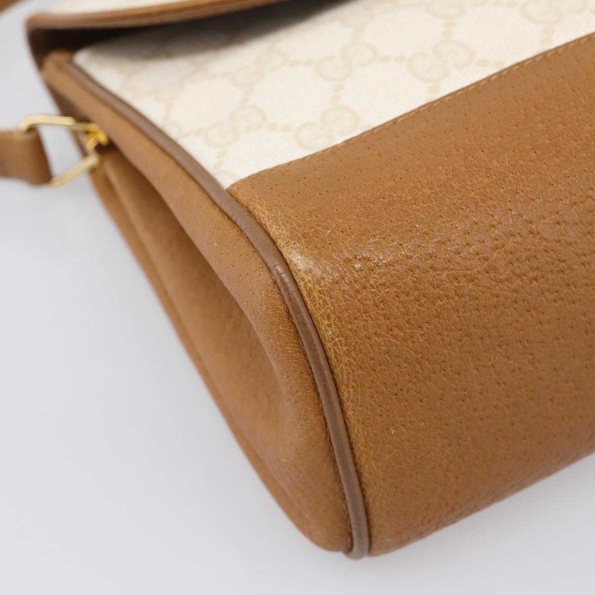 GUCCI GG Supreme Shoulder Bag PVC White Gold Tone 116 02 067 Auth BA16167
