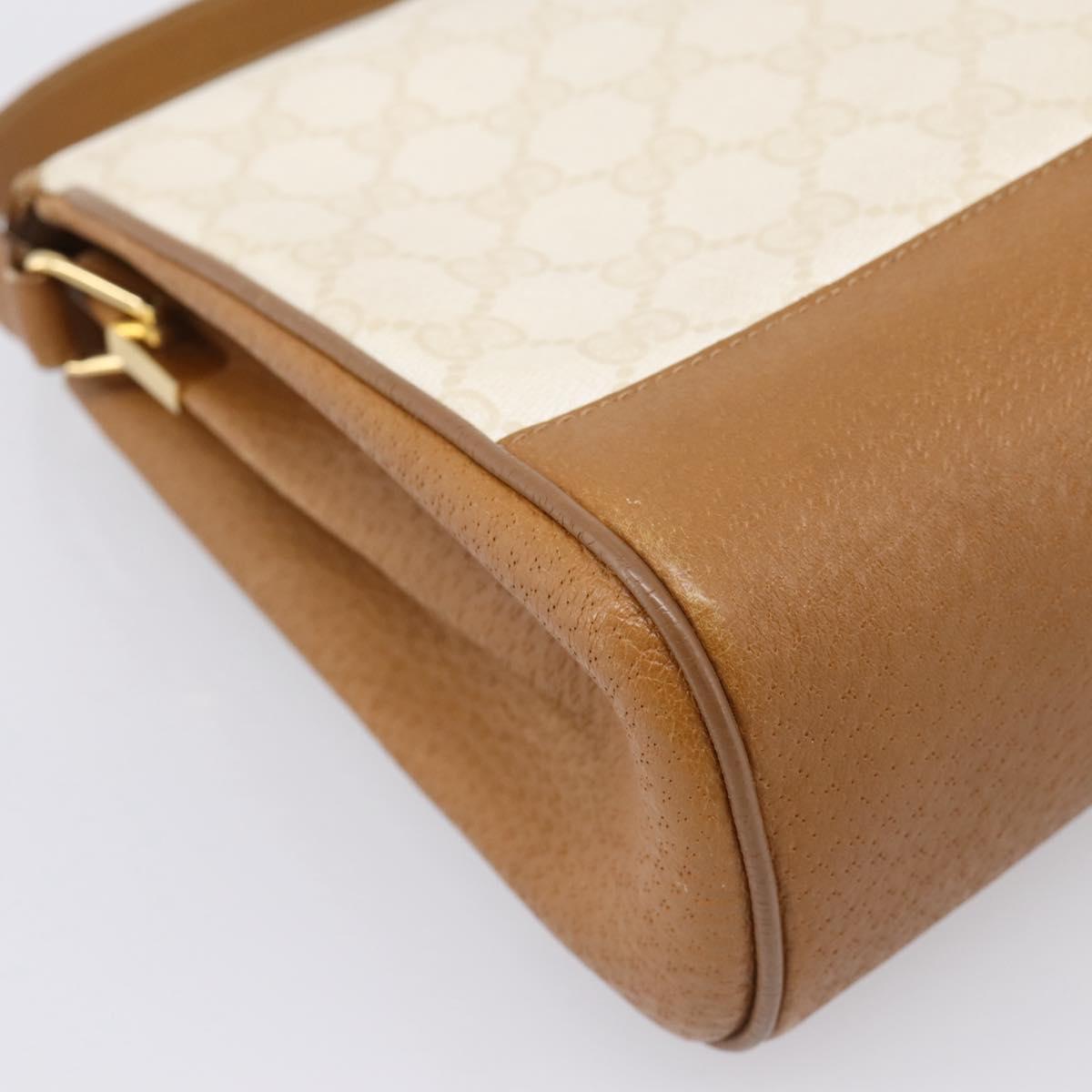 GUCCI GG Supreme Shoulder Bag PVC White Gold Tone 116 02 067 Auth BA16167