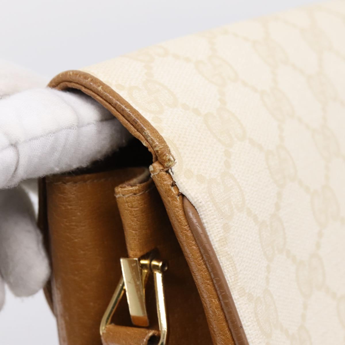 GUCCI GG Supreme Shoulder Bag PVC White Gold Tone 116 02 067 Auth BA16167