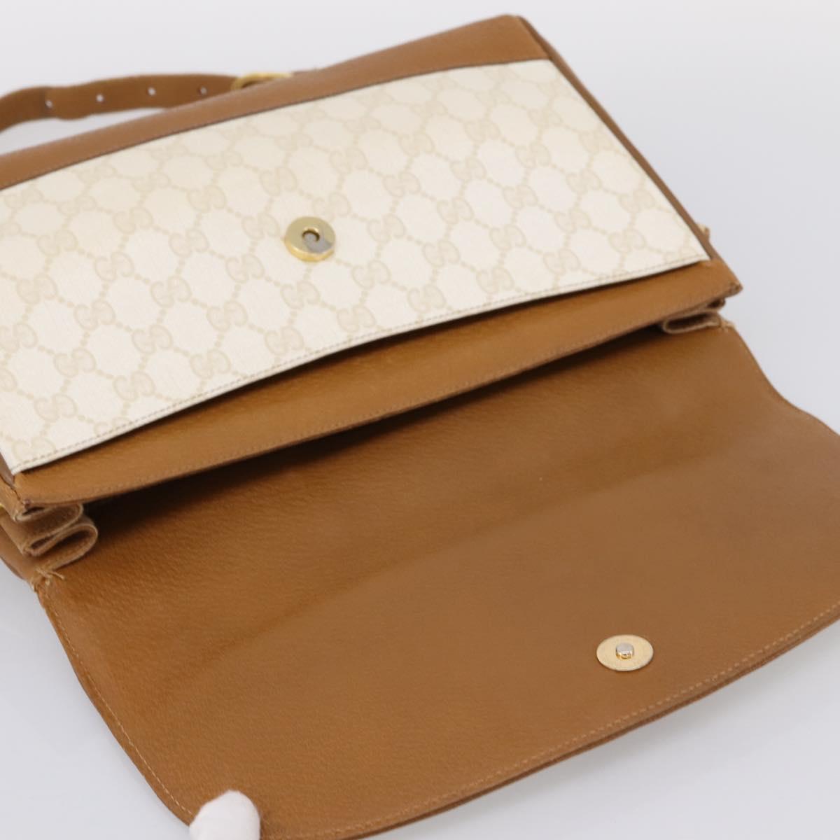 GUCCI GG Supreme Shoulder Bag PVC White Gold Tone 116 02 067 Auth BA16167