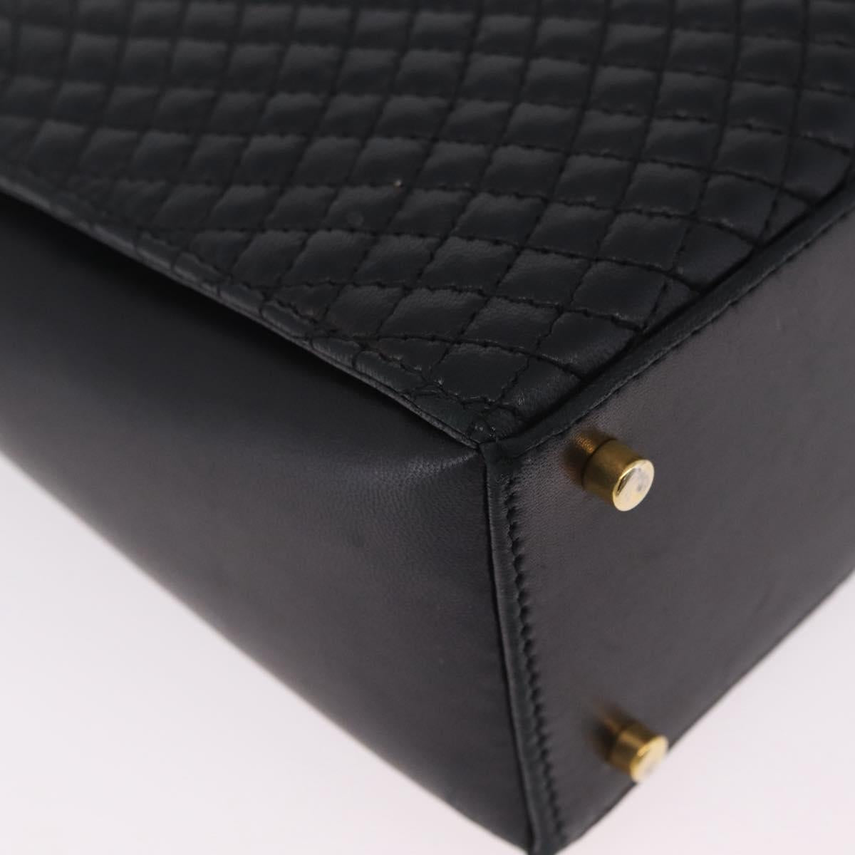 Bally Chain Shoulder Bag Leather Black Gold Tone Auth BA16168