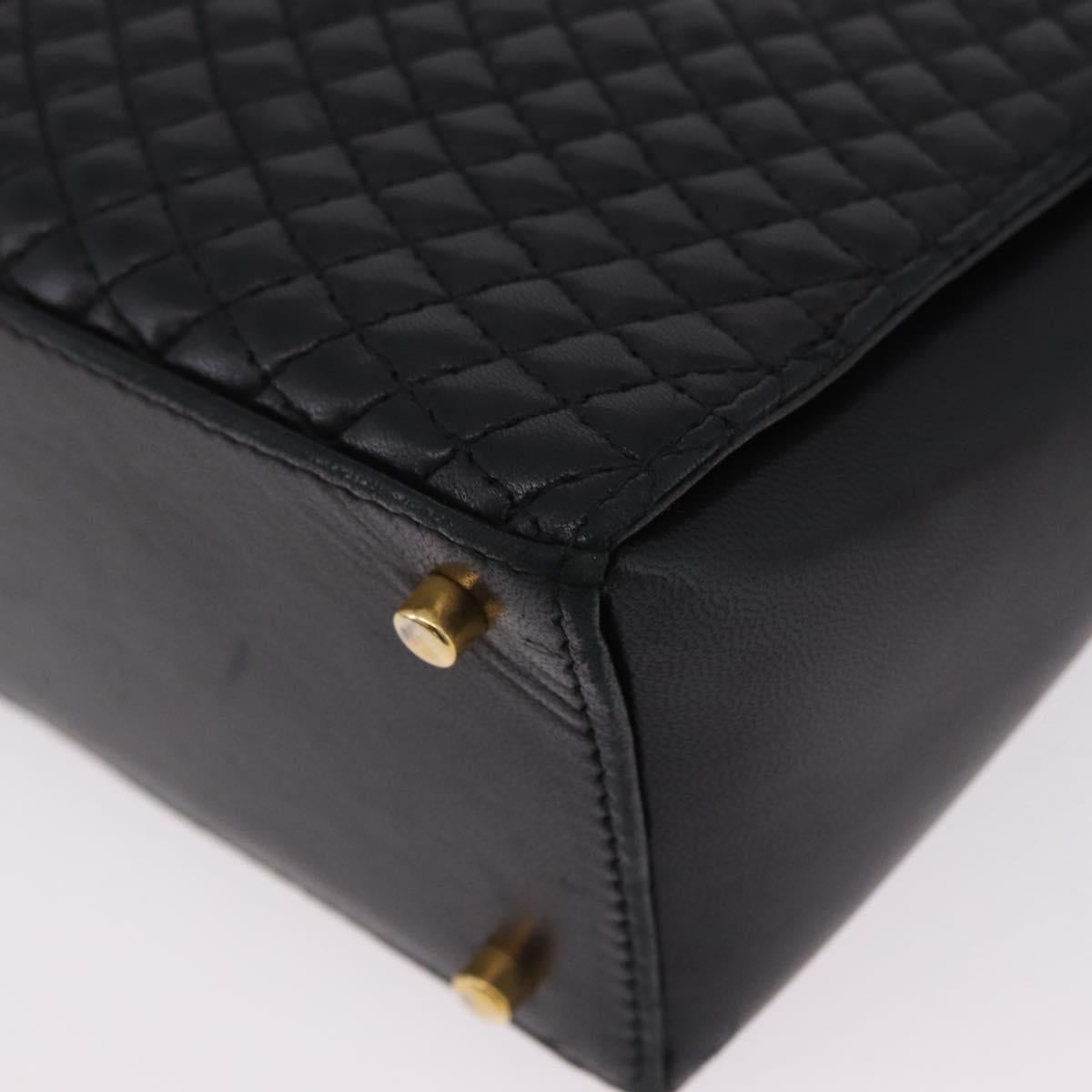 Bally Chain Shoulder Bag Leather Black Gold Tone Auth BA16168