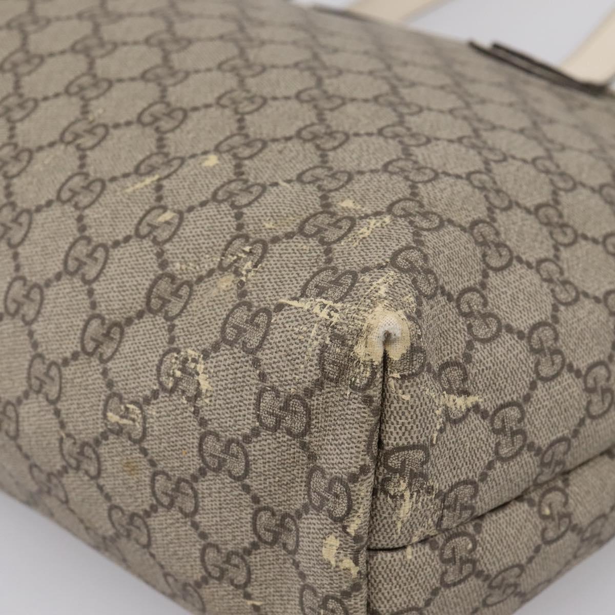 GUCCI GG Supreme Tote Bag PVC Beige Silver 211137 Auth BA16169