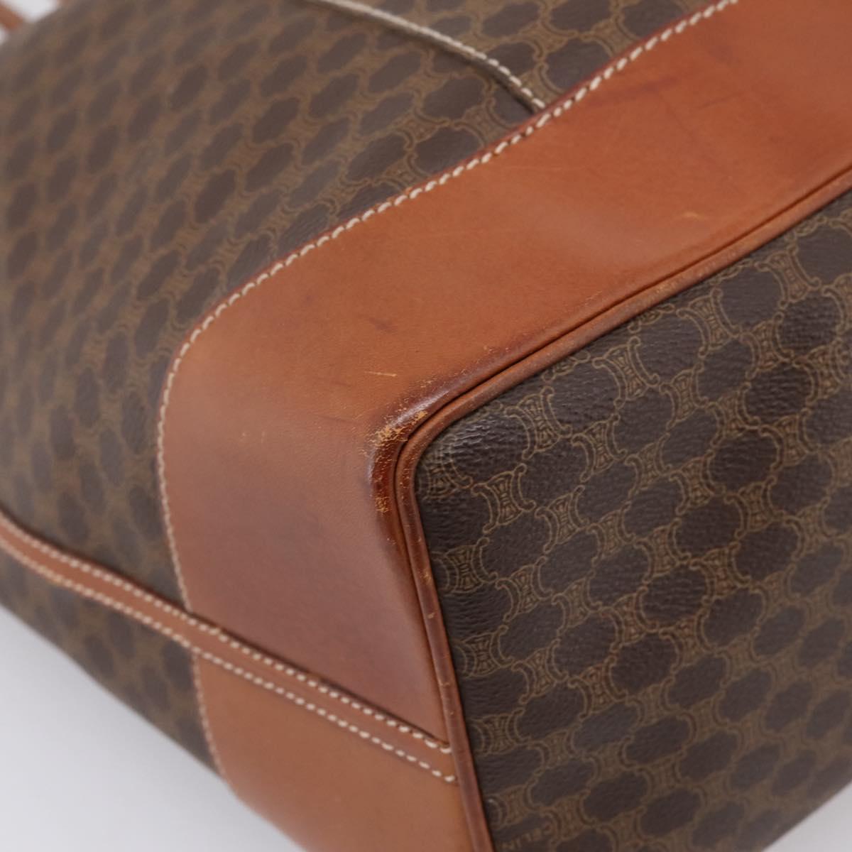 CELINE Macadam Tote Bag PVC Brown Gold Tone Auth BA16170