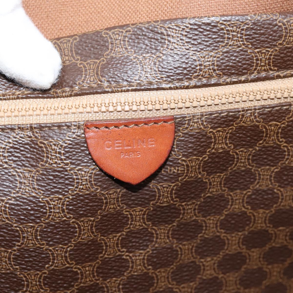 CELINE Macadam Tote Bag PVC Brown Gold Tone Auth BA16170