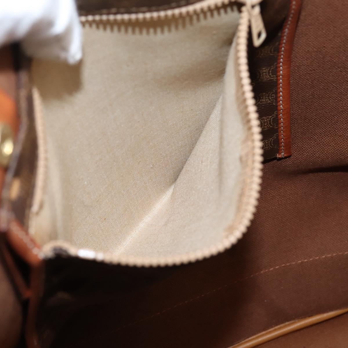 CELINE Macadam Tote Bag PVC Brown Gold Tone Auth BA16170
