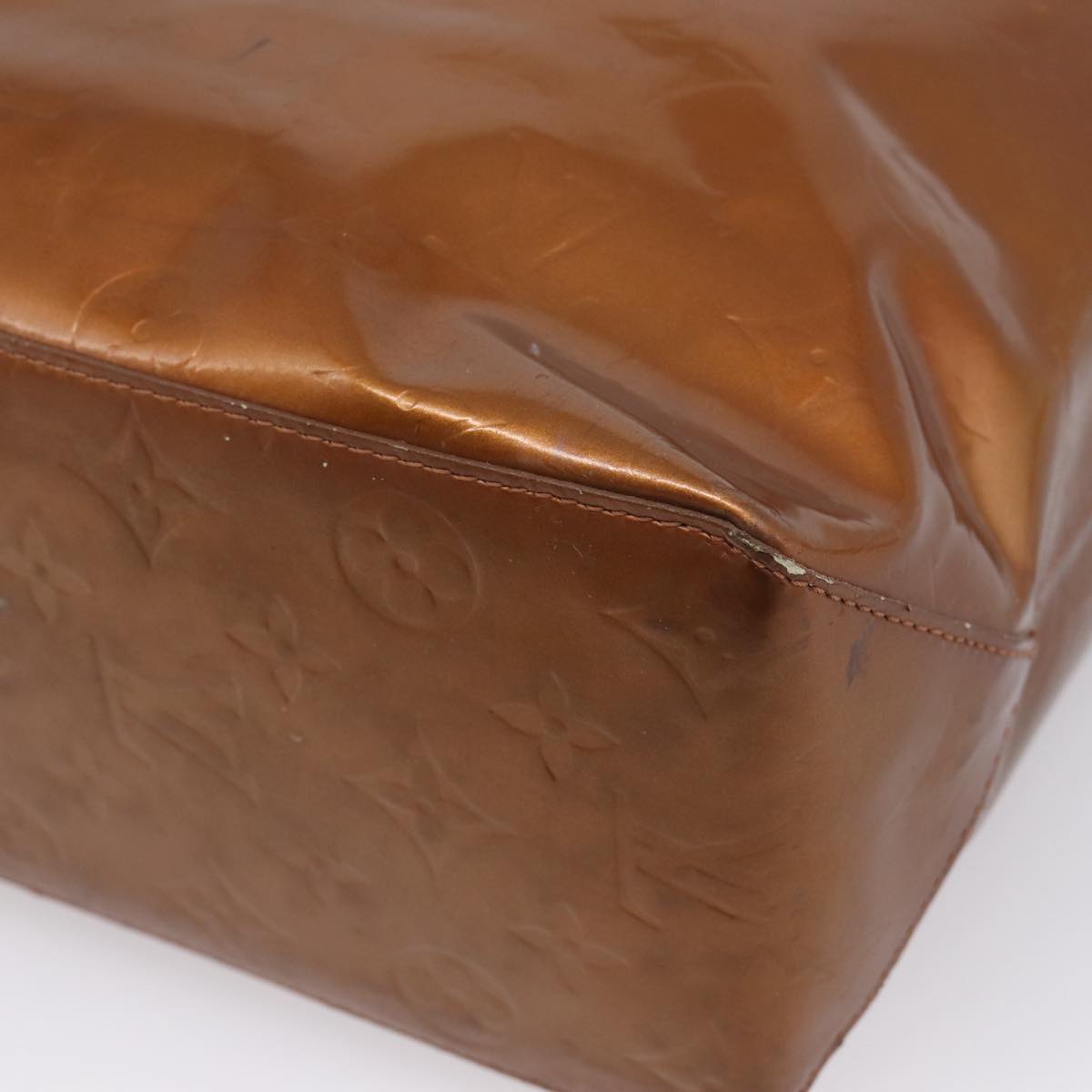 LOUIS VUITTON Monogram Vernis Reade MM Hand Bag Bronze M91143 LV Auth BA16171