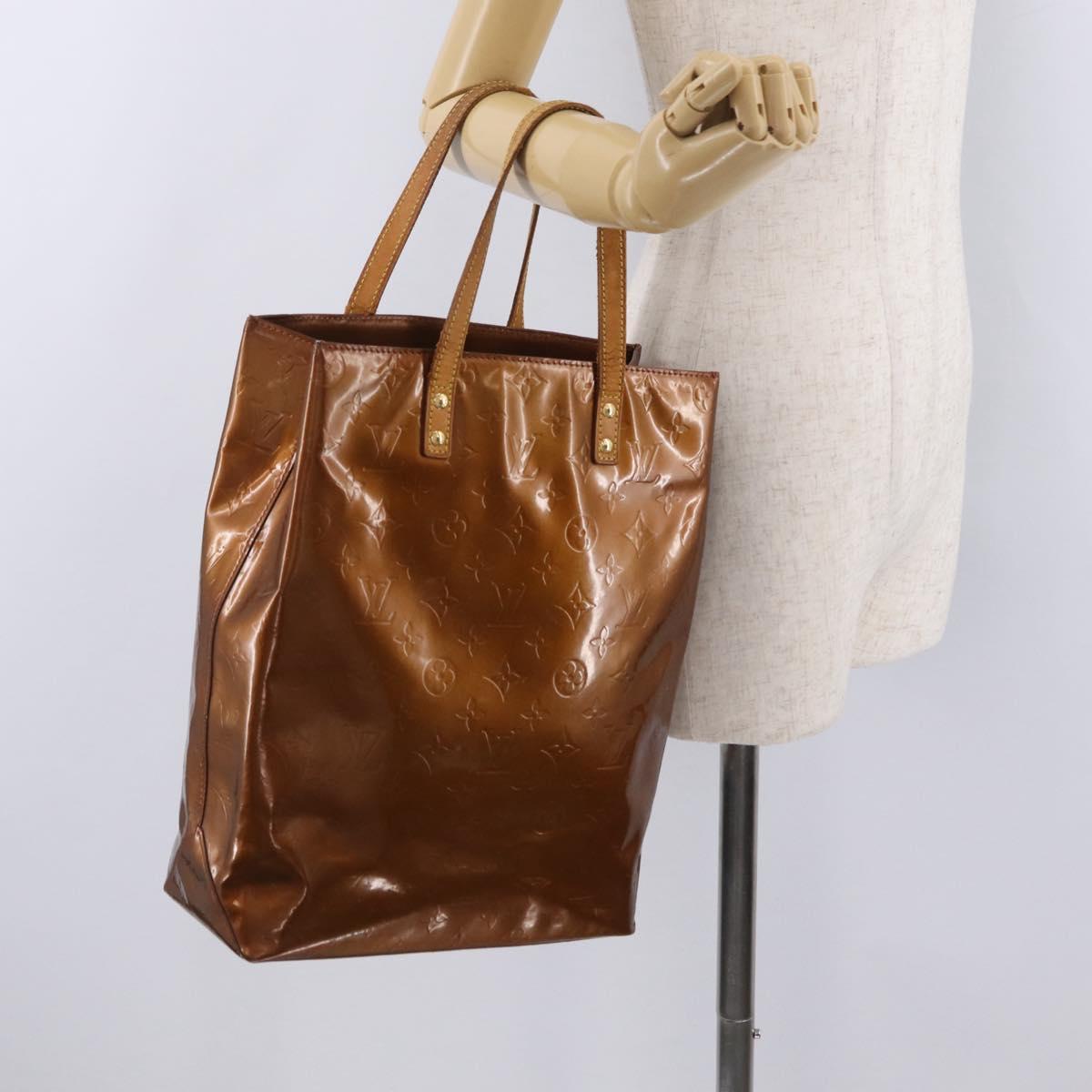 LOUIS VUITTON Monogram Vernis Reade MM Hand Bag Bronze M91143 LV Auth BA16171