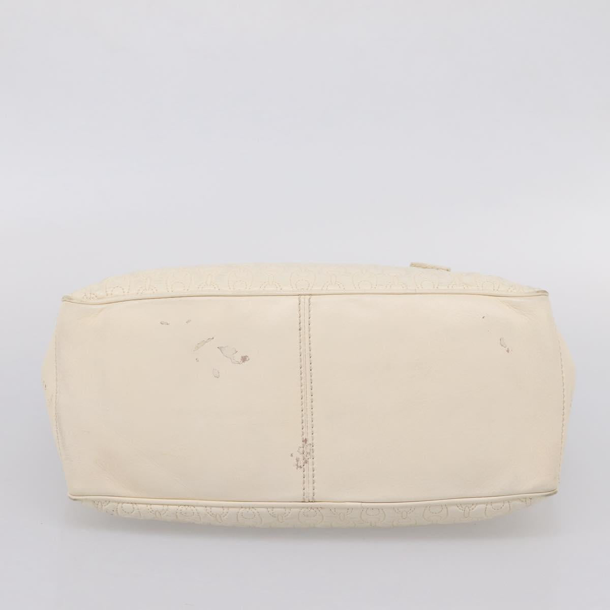 CELINE Boogie Bag Hand Bag Leather White Silver Auth BA16174