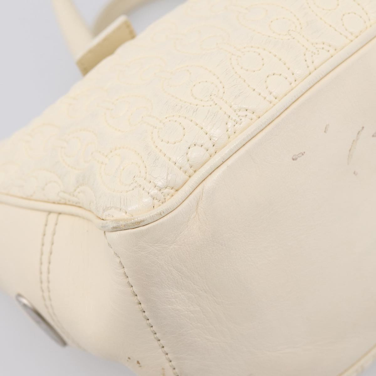 CELINE Boogie Bag Hand Bag Leather White Silver Auth BA16174