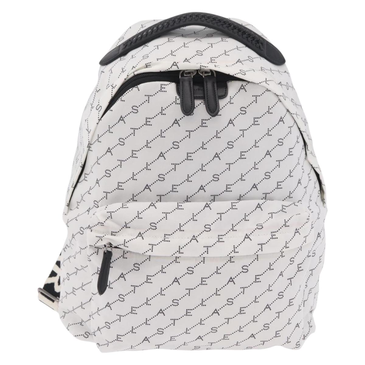 Stella McCartney Backpack Nylon White Black Auth BA16177