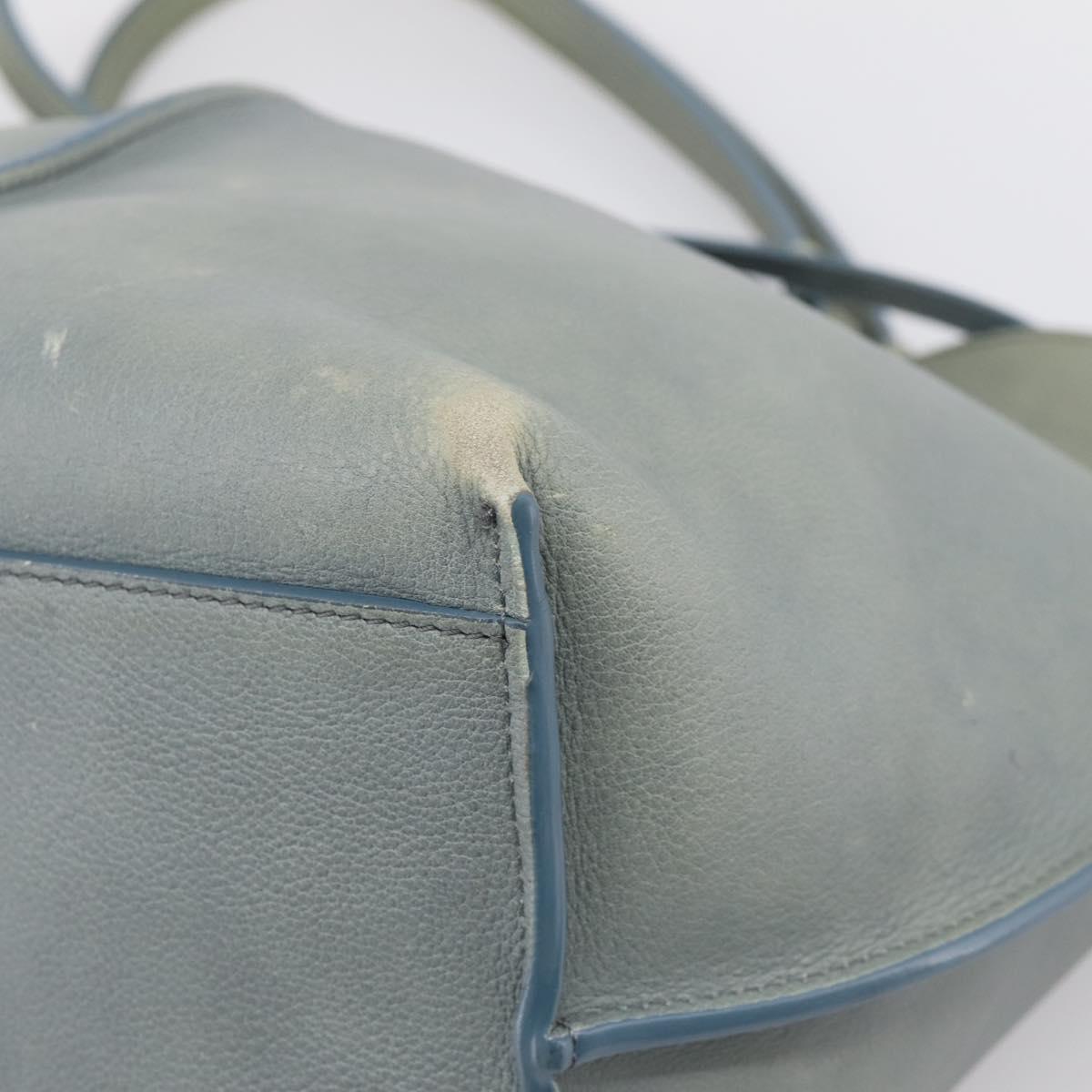 Chloe Vic Tote Bag Leather Light Blue Gold Tone Auth BA16184