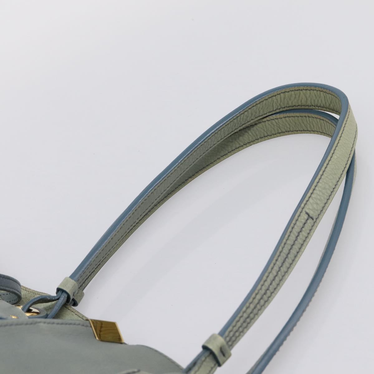 Chloe Vic Tote Bag Leather Light Blue Gold Tone Auth BA16184
