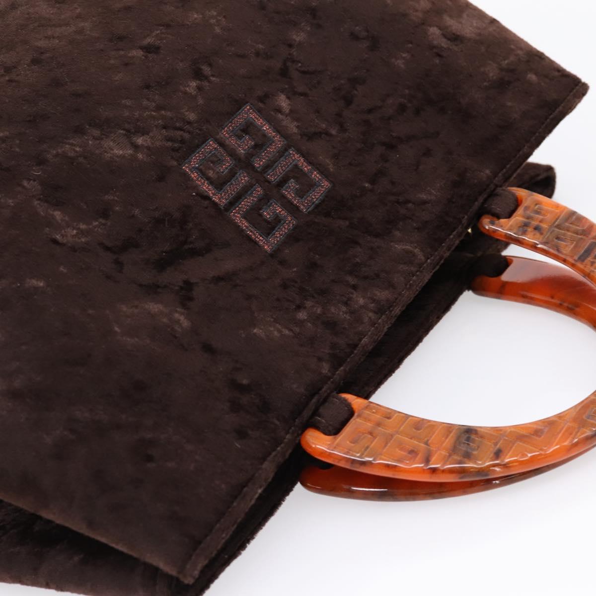 GIVENCHY Hand Bag Velor Brown Auth BA16185A