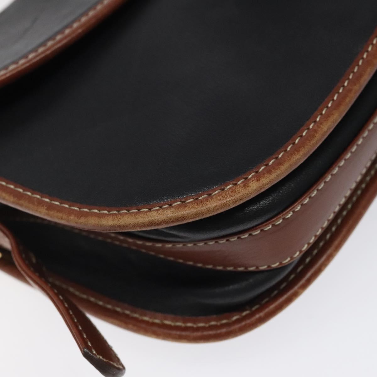 CELINE Shoulder Bag Leather Black Gold Auth BA1619