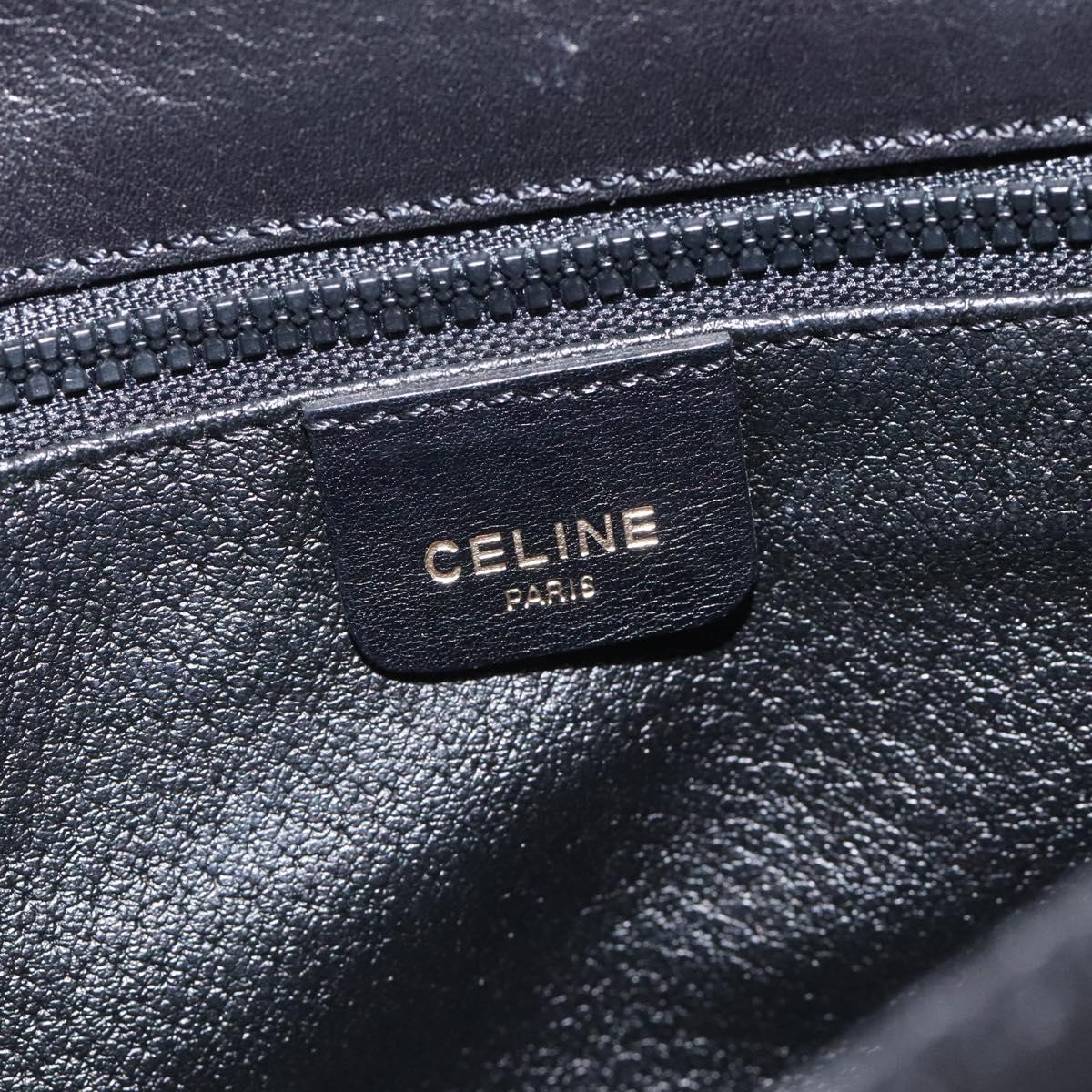 CELINE Shoulder Bag Leather Black Gold Auth BA1619