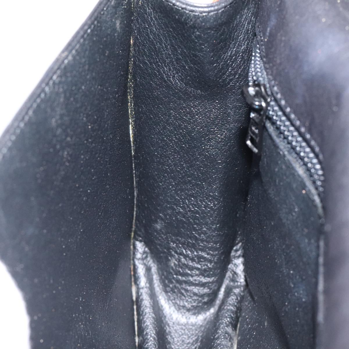 CELINE Shoulder Bag Leather Black Gold Auth BA1619