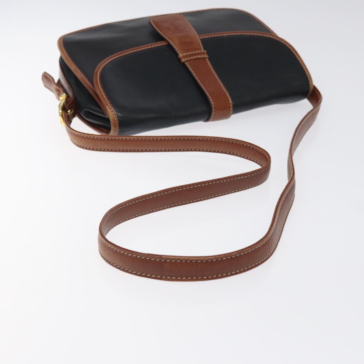 CELINE Shoulder Bag Leather Black Gold Auth BA1619