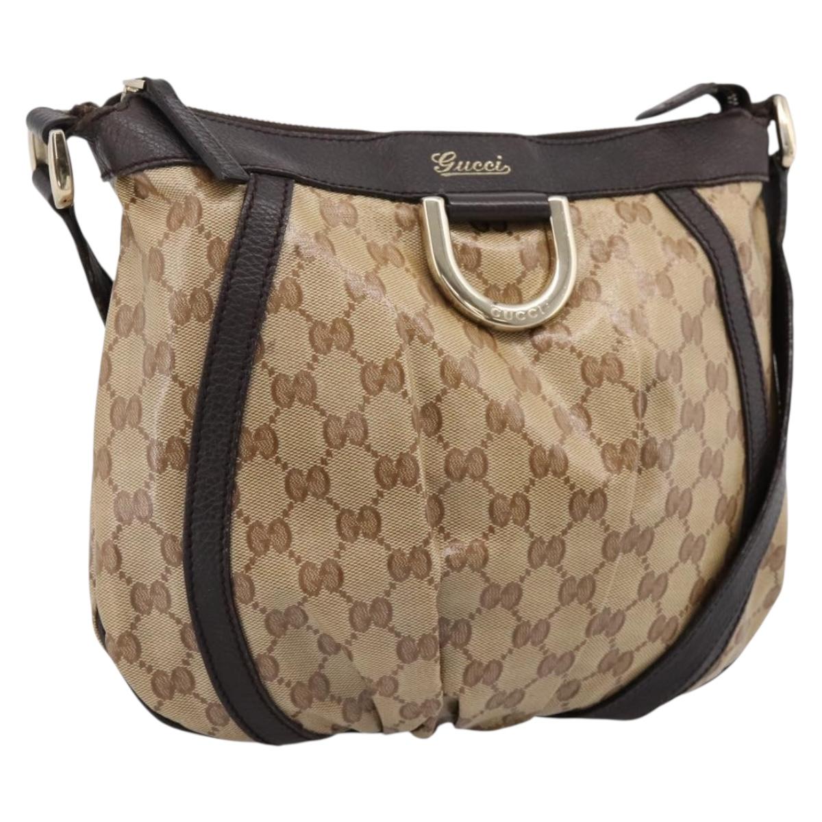GUCCI GG Crystal Shoulder Bag Coated Canvas Outlet Beige 265691 Auth BA16190