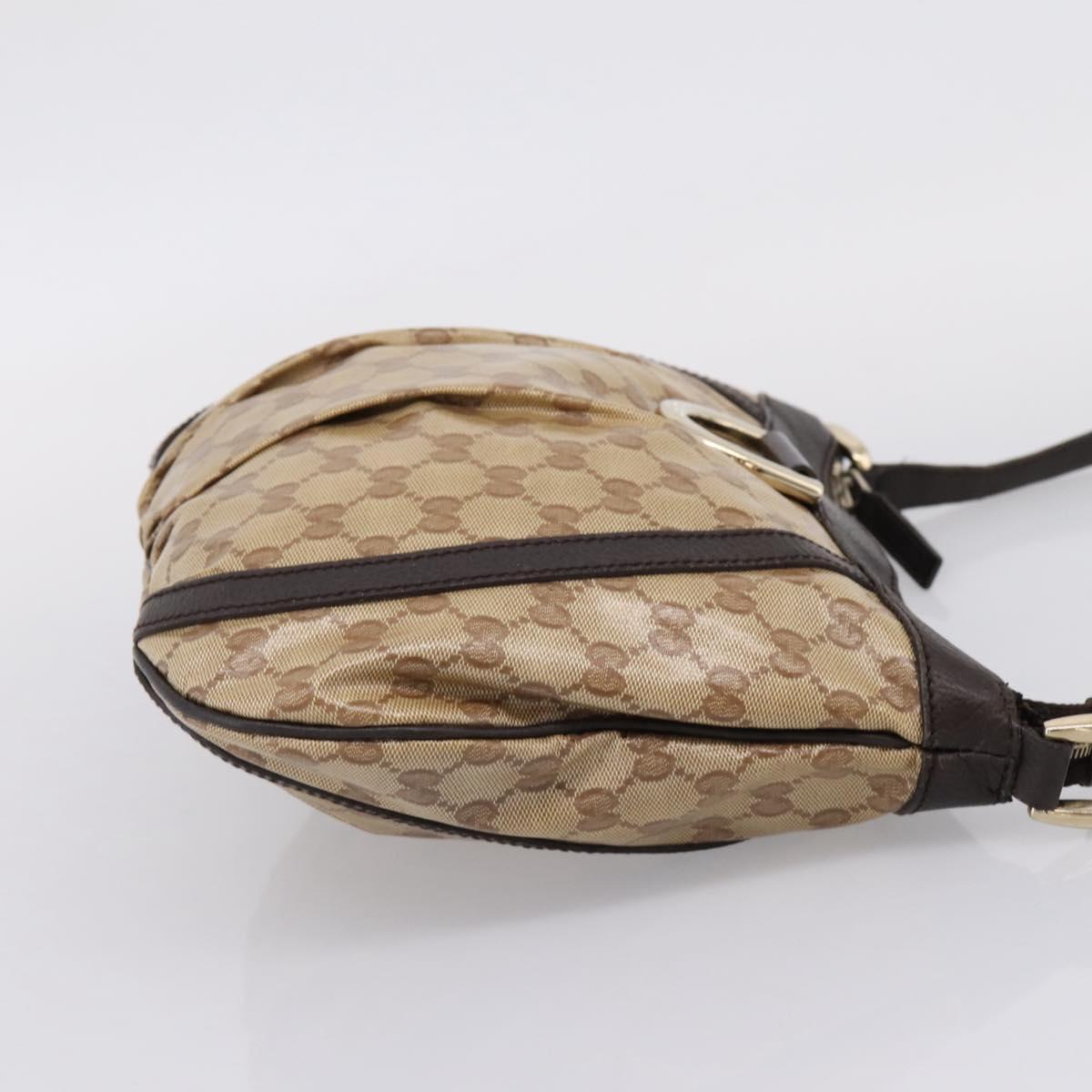 GUCCI GG Crystal Shoulder Bag Coated Canvas Outlet Beige 265691 Auth BA16190