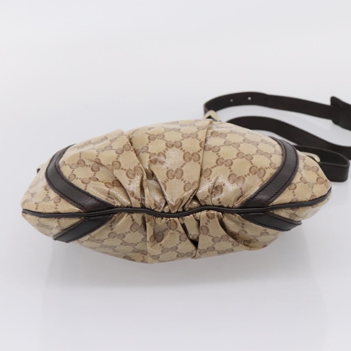 GUCCI GG Crystal Shoulder Bag Coated Canvas Outlet Beige 265691 Auth BA16190