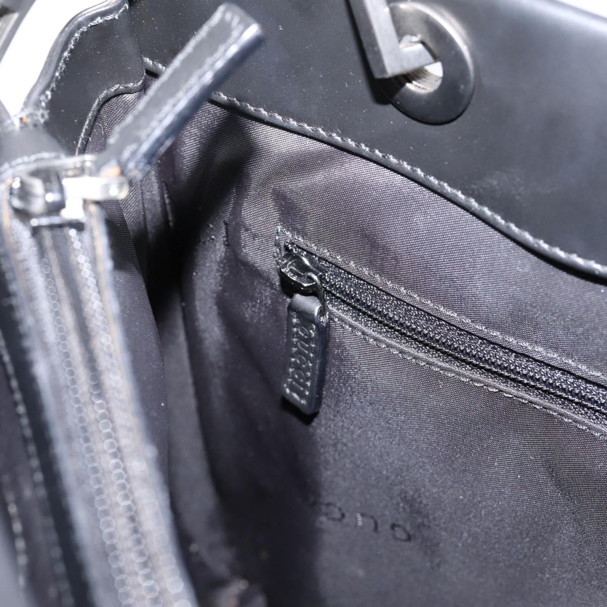 GUCCI Bamboo Hand Bag Leather 2way Black Silver 002 1016 Auth BA16192