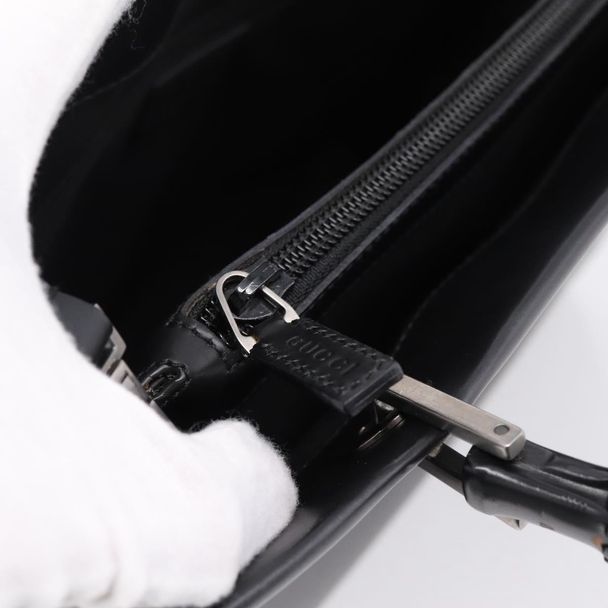 GUCCI Bamboo Hand Bag Leather 2way Black Silver 002 1016 Auth BA16192