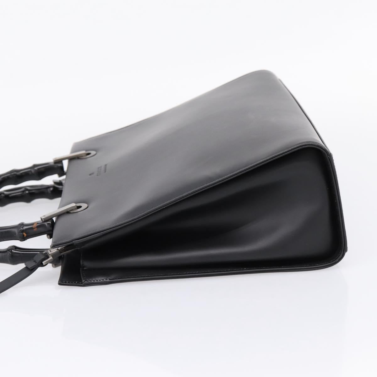 GUCCI Bamboo Hand Bag Leather 2way Black Silver 002 1016 Auth BA16192